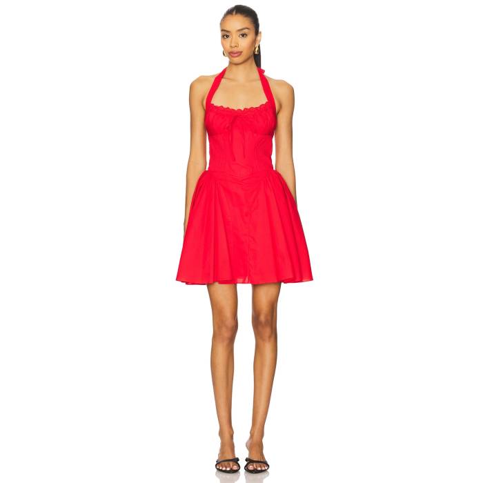 Line \u0026 Dot 【 Anessa Mini Dress Women Red 】 御召しもの レディース Red 赤・赤いこと