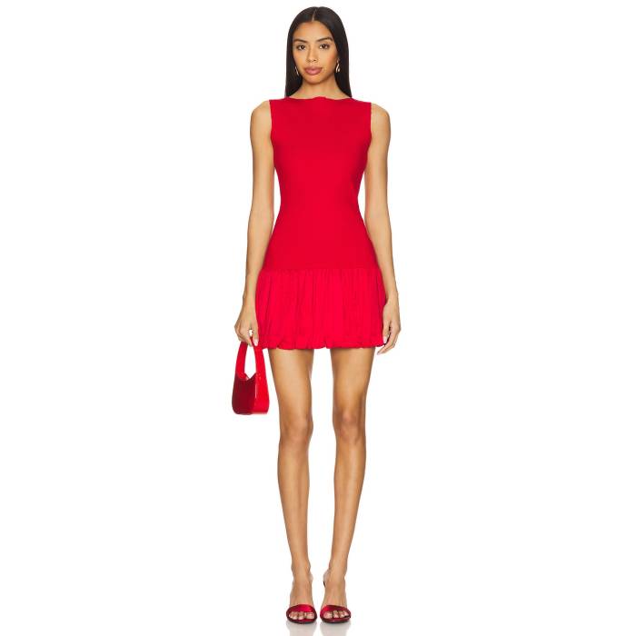 Line & Dot 【 Cella Combination Mini Dress Women Red 】 ドレス レディースファッション ドレス レディース Red 赤・レッド