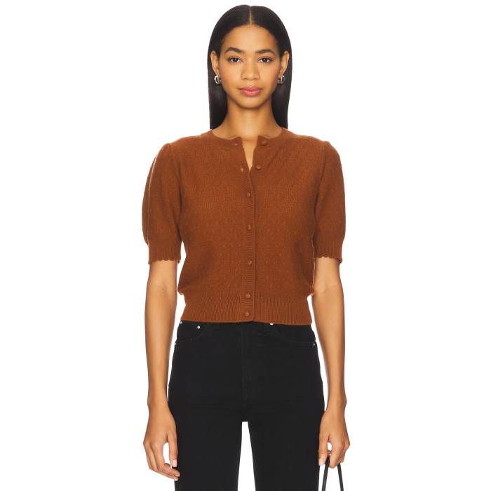 フレーム Frame 【 The Cashmere Pointelle Cardi Women Chestnut Che 】 レディースファッション トップス タンクトップ レディース