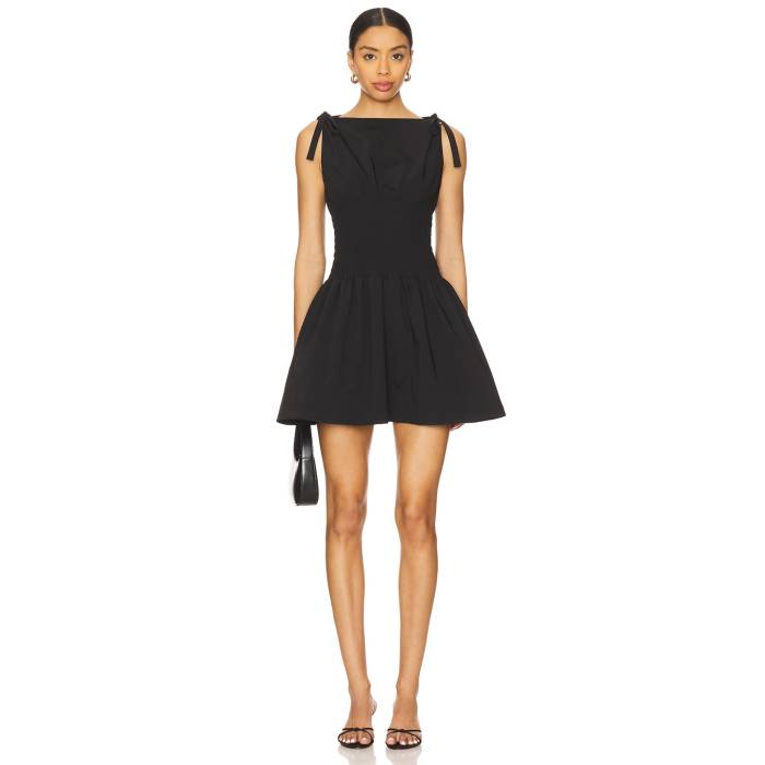 アマンダアプリチャード Amanda Uprichard 【 Riviera Mini Dress Women Black 】 御召しもの レディース 黒いこと 黒いこと