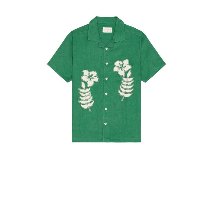 Far Afield 【 Stachio Shirt Men Tropical Green Floral Flock 】 メンズファッション トップス カジュアルシャツ メンズ green 緑・グリーン