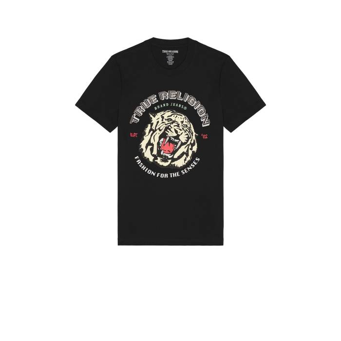 トゥルーレリジョン True Religion 【 Tiger Tee Men Jet Black 】 Tシャツ メンズファッション トップス Tシャツ カットソー メンズ 黒色 ブラック
