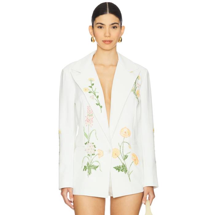 La Fuori 【 Summer Bloom Embellished Jacket Women White 】 Summer 夏時 Jacket 上衣 レディース 白いこと 白いこと
