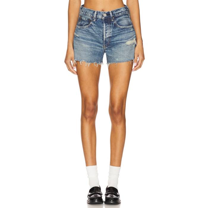 Moussy Vintage 【 Manhasset Shorts Women Blue 】 さる股引き レディース 青味 青み