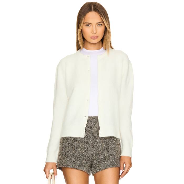 Samsoe Samsoe 【 Nor Short Cardigan Women Clear Cream 】 ジレー レディース 皮膚軟化剤