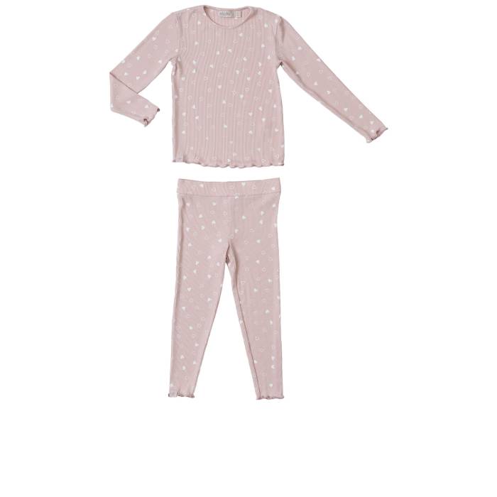 Barefoot Dreams 【 Ultra Soft Rib Toddler Pajama Set Girls Dusty Rose & Pearl 】 ultra ウルトラ ベビー 赤ちゃん用 キッズ ベビー マタニティ キッズファッション ナイトウェア ルームウェア パジャマ ジュニア