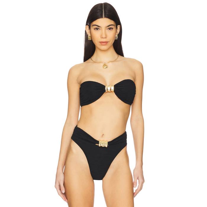 La Porte 【 Kate Bandeau Hardware Bikini Top Women Jet Black 】 レディースファッション 水着 レディース 黒色 ブラック