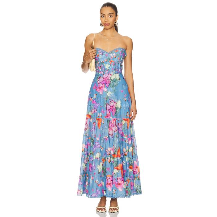 Charo Ruiz Ibiza 【 Danny Long Dress Women Blue 】 御召しもの レディース 青碧 青碧