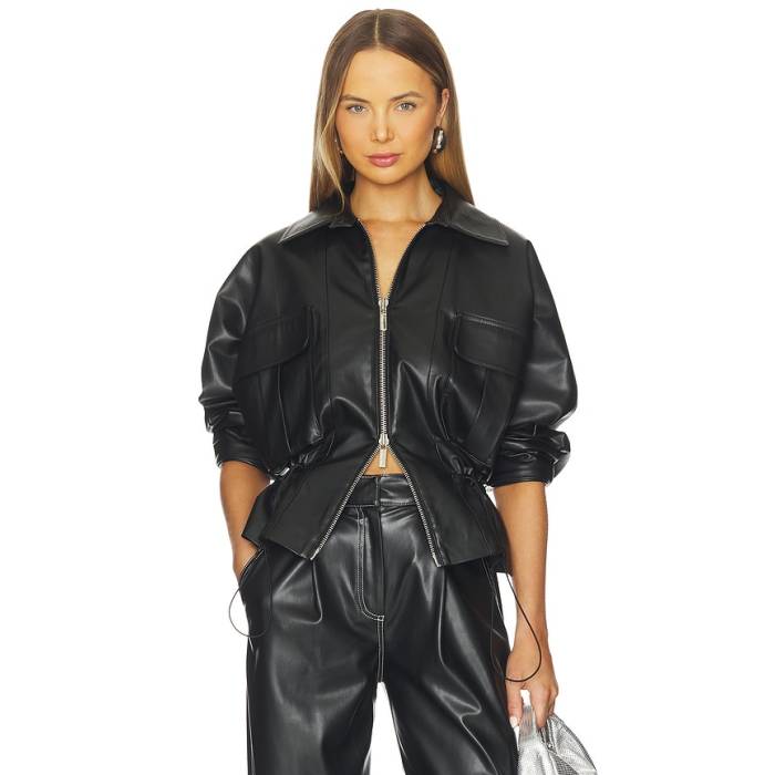 Selmacilek 【 Ember Leather Jacket Women Black 】 なめし革 Jacket 上衣 レディース 黒いこと 黒いこと