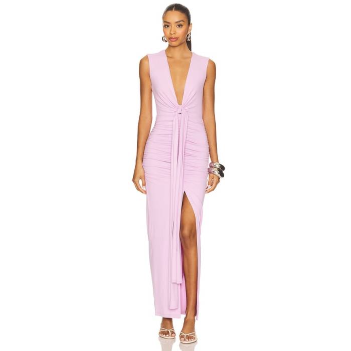 スサナモナコ Susana Monaco 【 Tie Front Gathered Dress Women Pink Diamond 】 タイ 御召しもの レディース pink さくら色 金剛石