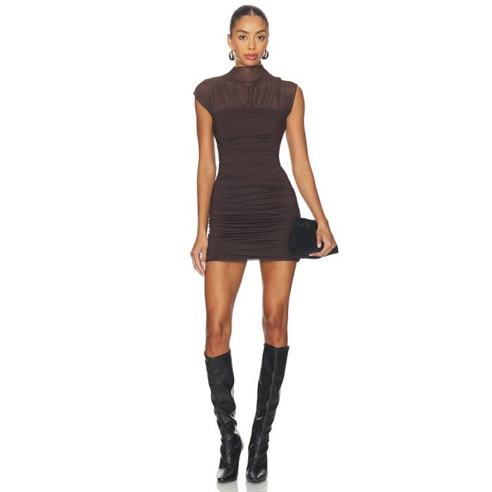 Seroya 【 Paola Dress Women Ash Brown 】 御召しもの レディース 赤銅色 赤銅色
