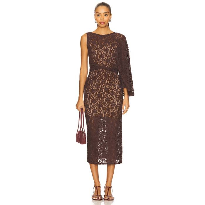 L\u0027academie 【 By Marianna Ayden Midi Dress Women Dark Brown 】 お召しもの レディース 赤銅色 赤銅色