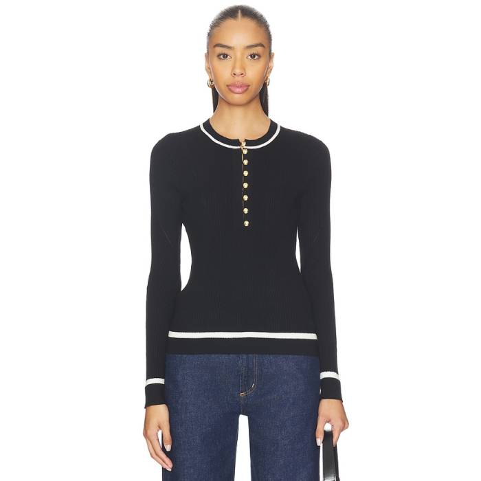 ラグアンドボーン Rag \u0026 Bone 【 Kassy Rib Henley Top Women Black 】 ヘンリー レディース 黒いこと 黒いこと