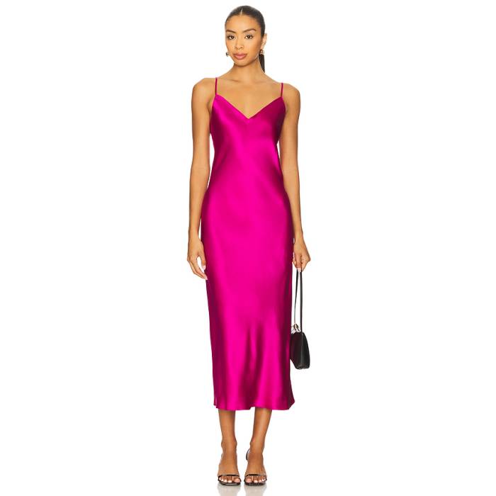 Sablyn 【 Taylor V-Neck Bias Cut Dress Women Magenta 】 Vのど首 御召しもの レディース マジェンタ