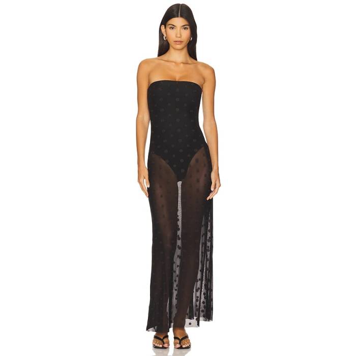 Bec + Bridge 【 Karla Strapless Maxi Dress Women Black \u0026Amp; Chocolate Spot 】 お召しもの レディース 黒いこと 黒いこと