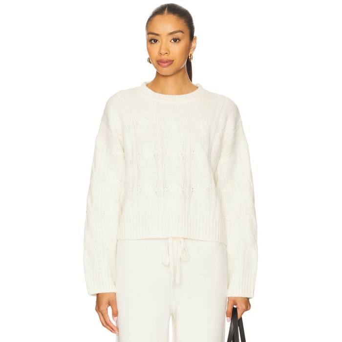 Sablyn 【 Tristan Crewneck Cable Pullover Women Gardenia 】 レディース