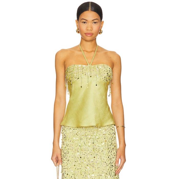 Asta Resort 【 Yasmin Hand Beaded Halter Neck Top Women Olive Oil 】 レディース olive オリーブ