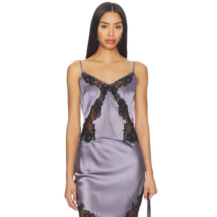 フルールドゥマル Fleur Du Mal 【 Juliet Lace Silk Cami Top Women Lavender Smoke 】 レディース
