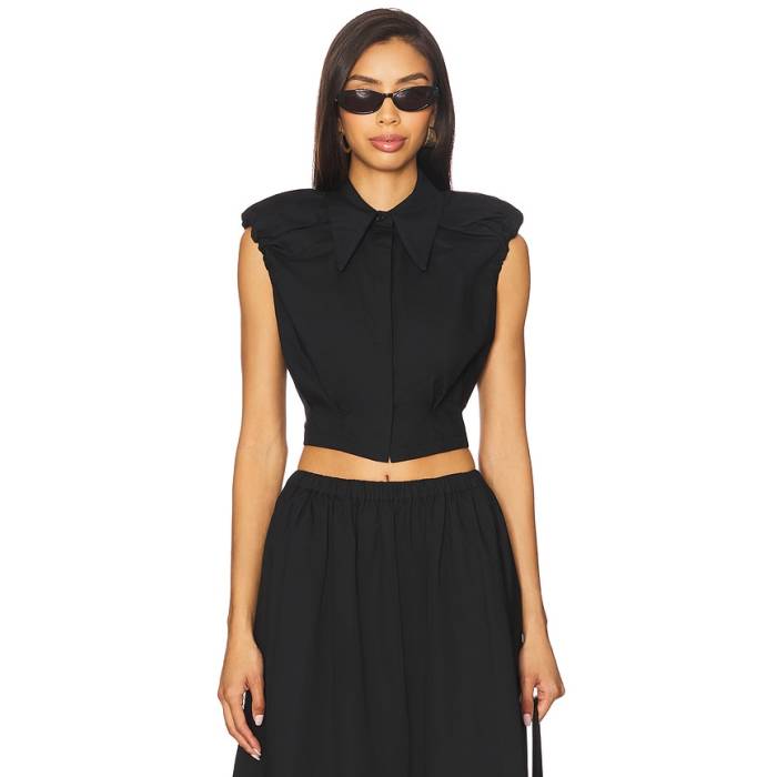Camila Coelho 【 Gurina Top Women Black 】 レディース 黒いこと 黒いこと