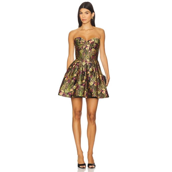 Elliatt 【 Cindy Strapless Mini Dress Women Black Floral Multi 】 お召しもの レディース 黒いこと 黒いこと