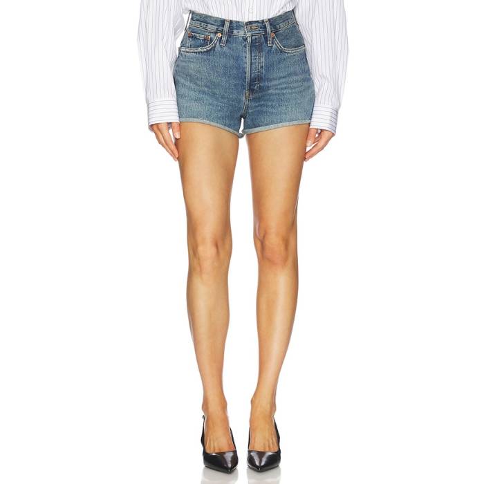 Re/Done 【 A Frame Short Women Sonoma Indigo 】 レディース 藍色・インディゴ
