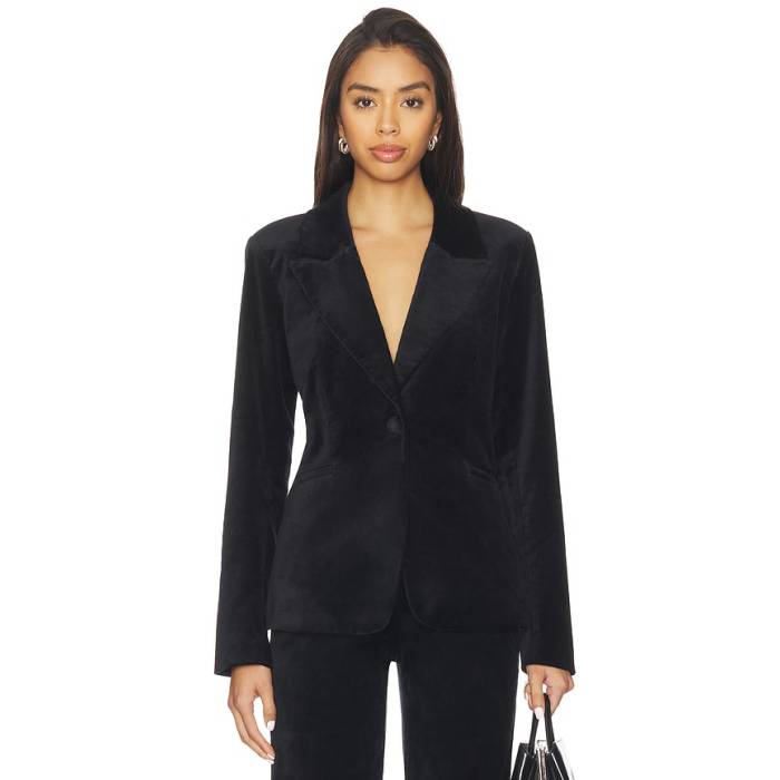 好ましいアメリカン Good American 【 Velvet Sculpted Blazer Women Black001 】 ブレイザー レディース