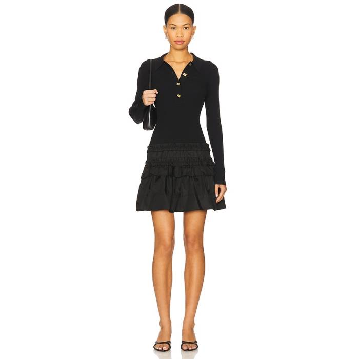 ガニー Ganni 【 Melange Rib Knit Mini Dress Women Black 】 ニット ドレス レディース 黒色 ブラック｜スニケス