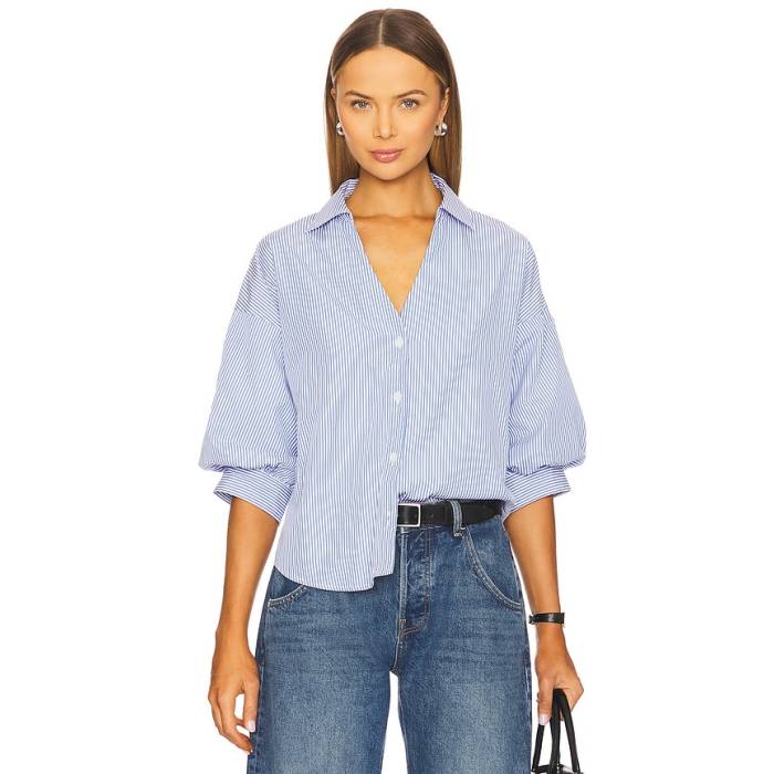 Brochu Walker 【 Kate Shirt Women Blue Stripe 】 レディース 青み 青色 Stripe 縞模様