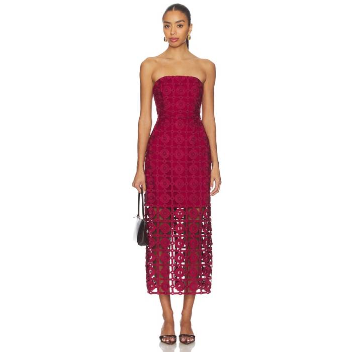 ミリー Milly 【 Katie Tile Lace Dress Women Burgundy 】 お召しもの レディース ぶどう酒色・バーガンディー