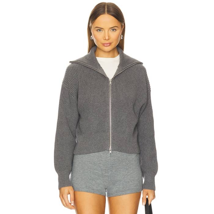 525 America 【 Tina Shaker Zip Up Cardigan Women Charcoal Grey 】 ジレー レディース 濃灰色 薄墨色 薄墨色