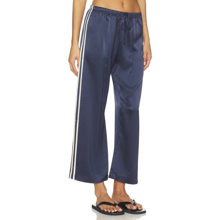 Donni. 【 The Silk Stripe Crop Pant Women Navy 】 Stripe 縞模様 Crop クロップ ズボン下 レディース 紺色 米国海軍