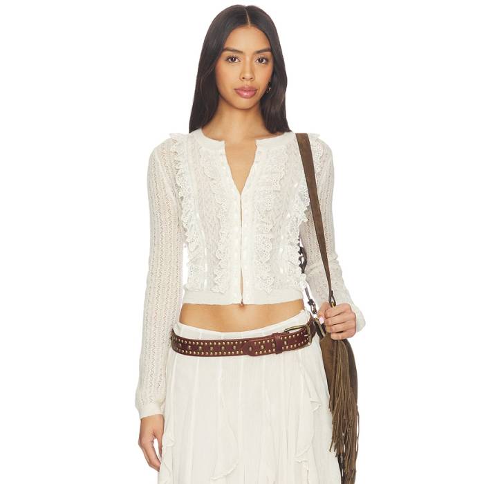 Loveshackfancy 【 Melisse Cardigan Women White 】 ジレー レディース 白いこと 白いこと