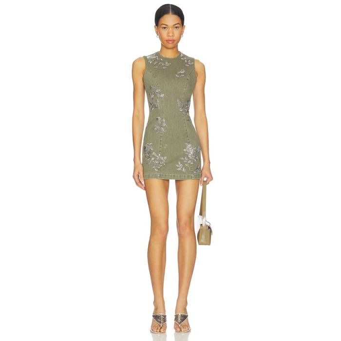 Markgong 【 Beaded Mini Dress Women Green 】 御召しもの レディース green 緑・緑であること