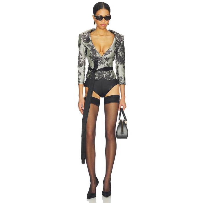 Markgong 【 Polka Dot Cropped Jacket Women Black \u0026Amp; White 】 Jacket 上衣 レディース 黒いこと 黒いこと 白いこと 白いこと