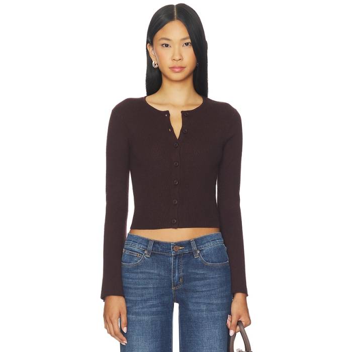 好ましいアメリカン Good American 【 Bell Sleeve Knit Cardigan Women Bark003 】 Sleeve 捩り 編み物 ジレー レディース