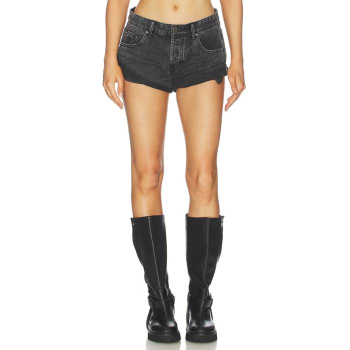 一ティースプーン One Teaspoon 【 Bandits Low Waist Denim Shorts Women Washed Black 】 ジーンズ さる股引き レディース 黒いこと 黒いこと