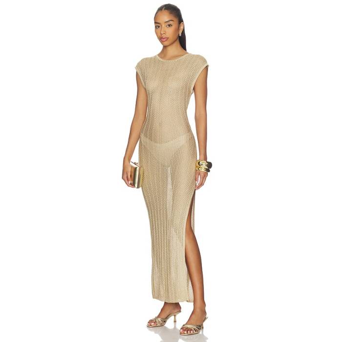 La Porte 【 Nell Dress Women Metallic Gold 】 お召しもの レディース ゴールド ドレス-レディースファッション