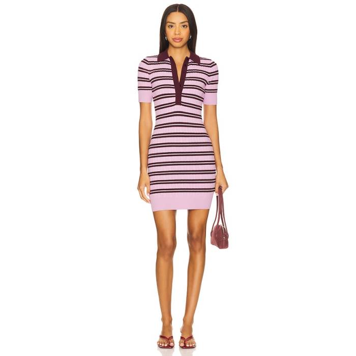 グッドアメリカン Good American 【 Cable Knit Mini Dress Women Collegiate Stripe001 】 ニット ドレス レディース|スニケス