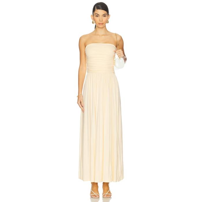 Runaway The Label 【 Malone Ruched Strapless Maxi Dress Women Lemon 】 御召しもの レディース