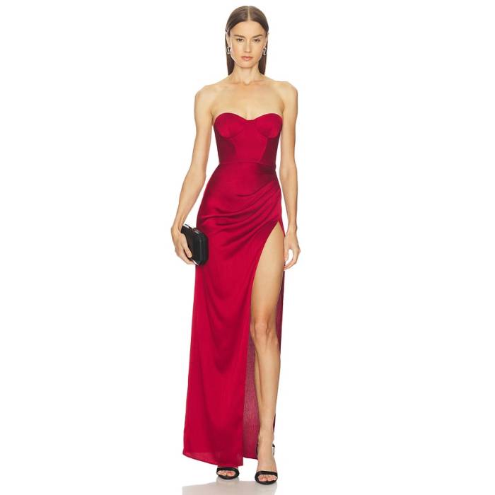 Michael Costello 【 X Revolve Batida Gown Women Deep Red 】 レディース ディープ Red 赤・赤いこと