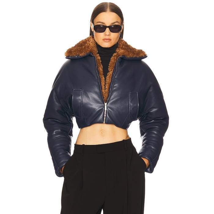Atlein 【 Cropped Aviator Jacket Women Prusse 】 Jacket 上衣 レディース