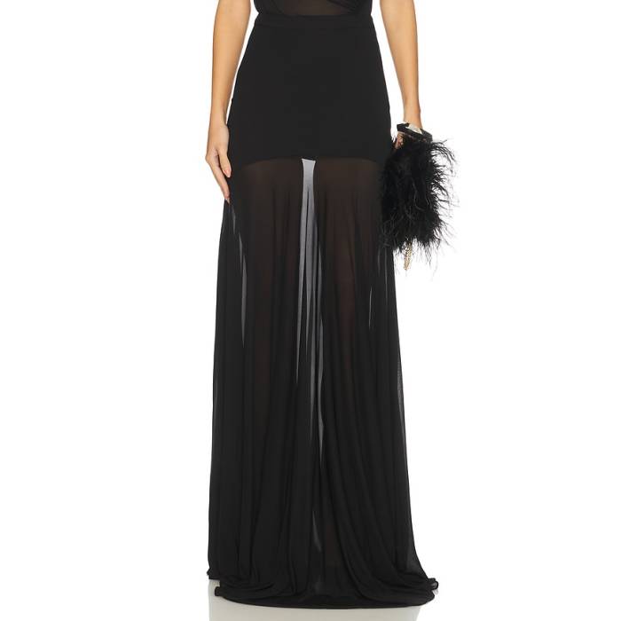 Atlein 【 Long Godet Skirt Women Black 】 レディース 黒いこと 黒いこと