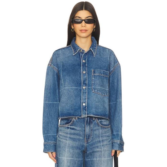 アレキサンダーワン Alexander Wang 【 Cropped Button Down Shirt Women Vintage Marbled Blue 】 落ち込む レディース vintage ビンテージ・ヴィンテージ 青味 青み