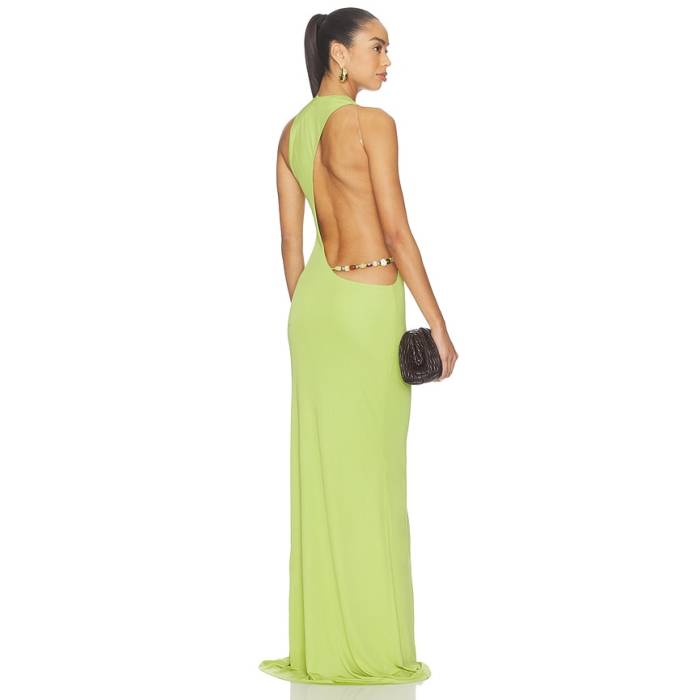 De La Vali 【 Maha Maxi Dress Women Green 】 御召しもの レディース green 緑・緑であること