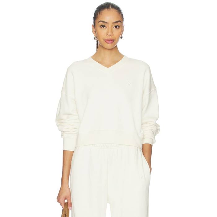 Eterne 【 Cropped V-Neck Sweatshirt Women Cream 】 Vのど首 汗水 調教師 レディース 皮膚軟化剤