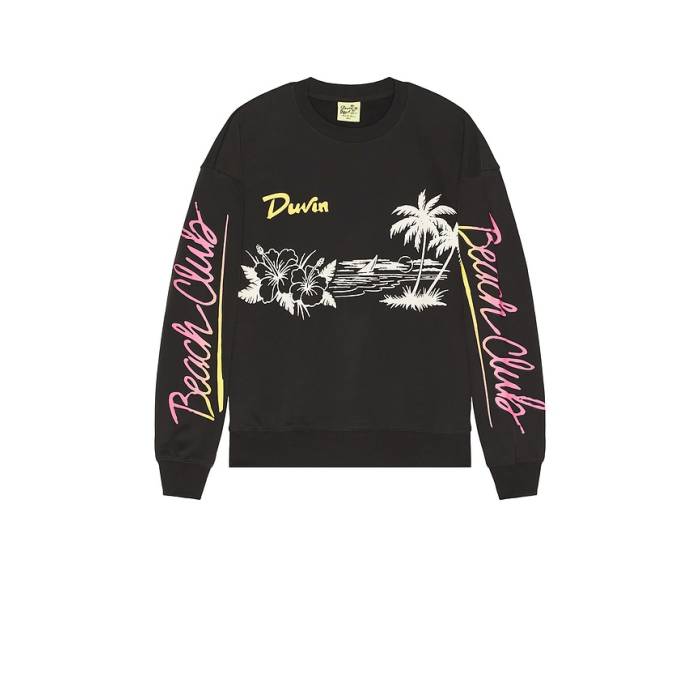 Duvin Design 【 Beach Club Crewneck Sweater Men Black 】 野球クラブ 調教師 メンズ 黒いこと 黒いこと