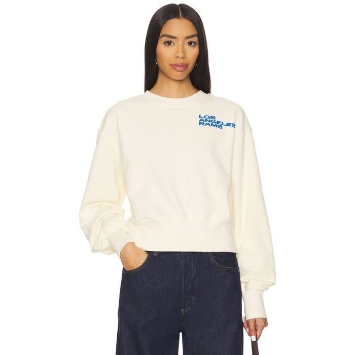 Terez 【 X Revolve Rams Puff Sleeve Crop Sweater Women White 】 ラムズ Sleeve スリーブ Crop クロップ トレーナー レディース 白色 ホワイト｜スニケス