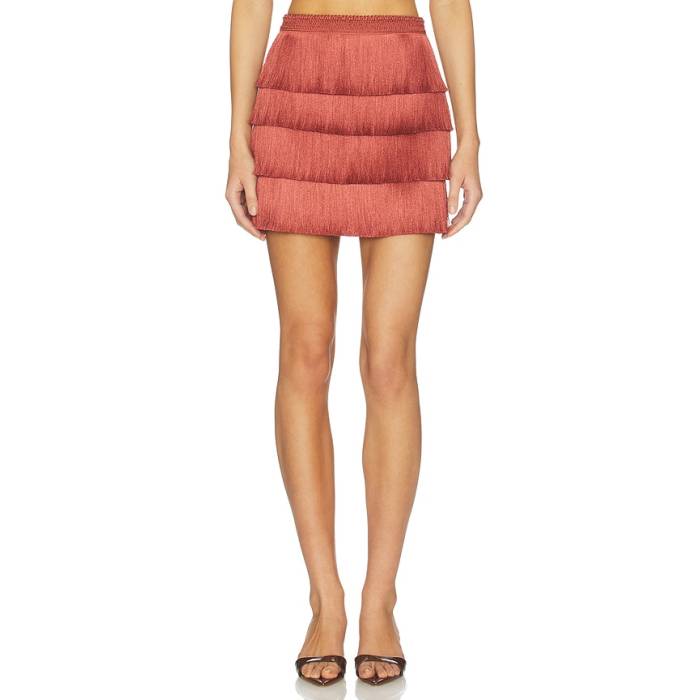 Patbo 【 Amethyst Fringe Skirt Women Brown 】 レディース 赤銅色 赤銅色