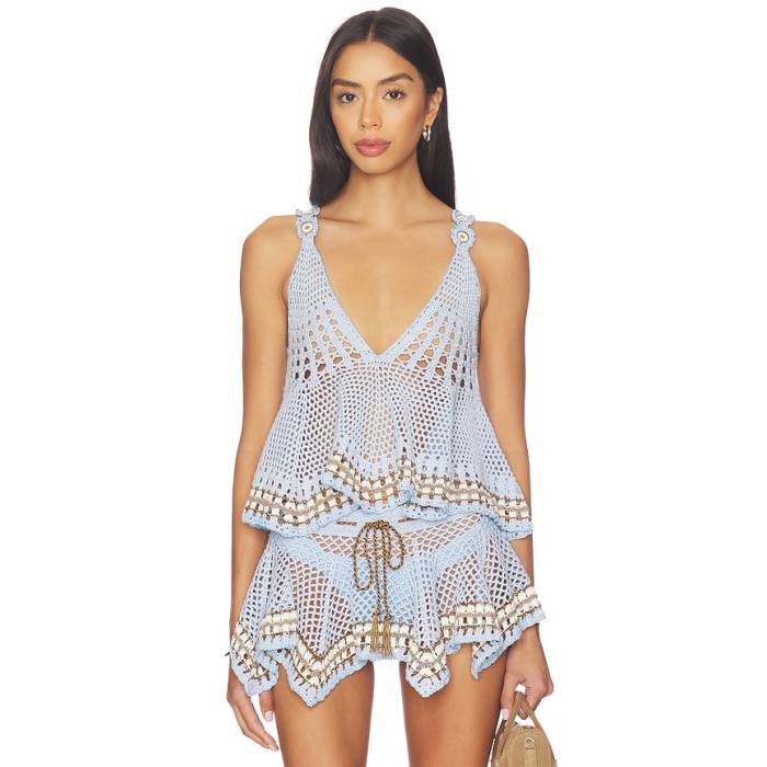 My Beachy Side 【 Tula Hand-Crocheted Top Women Baby Blue 】 レディース 青碧 青碧