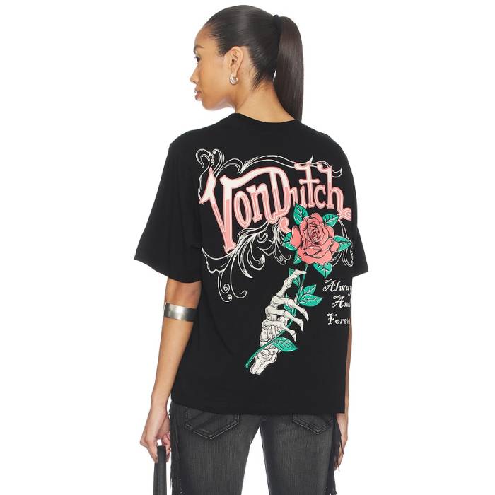 フォンダッチ Von Dutch 【 Always Forever Boxy Crop Tee Unisex Jet Black 】 Crop クロップ Tシャツ ユニセックス 黒色 ブラック｜スニケス